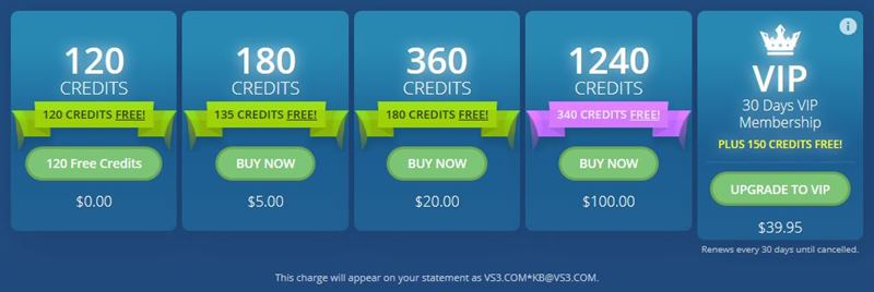 Credit bundles and first purchase bonuses from Flirt4Free